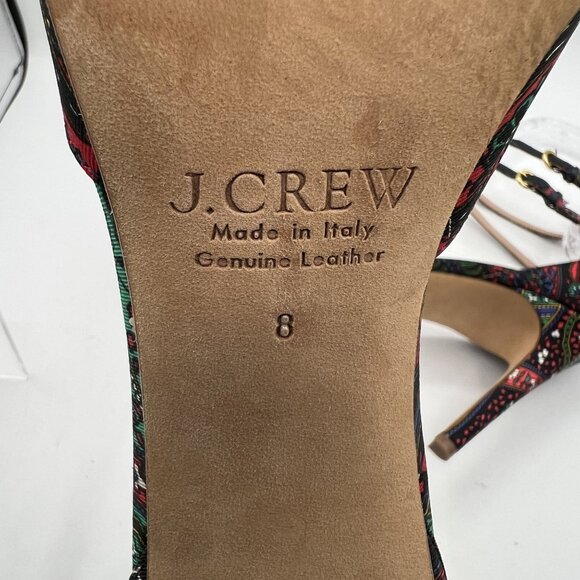 J. Crew Womens 8 Silky Pump Pointed Toe Ankle Straps Leather Lining Italy Made - Picture 7 of 13